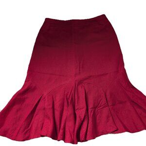 Jessica Women's Vintage Red Linen blend Fit & Flare Skirt Size 8 Spring Summer